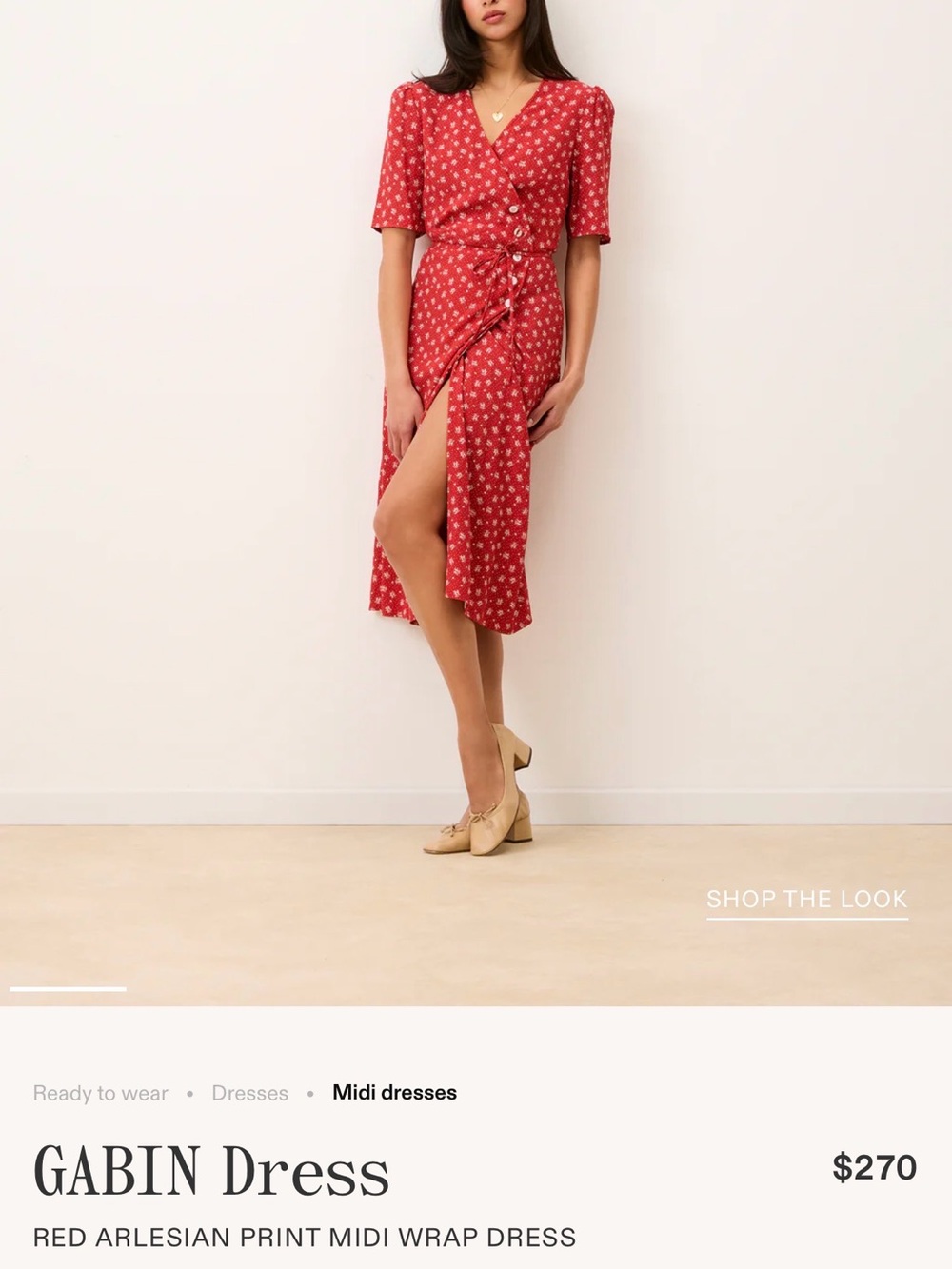 Rouje Paris Gabin Red Floral Midi Wrap Dress